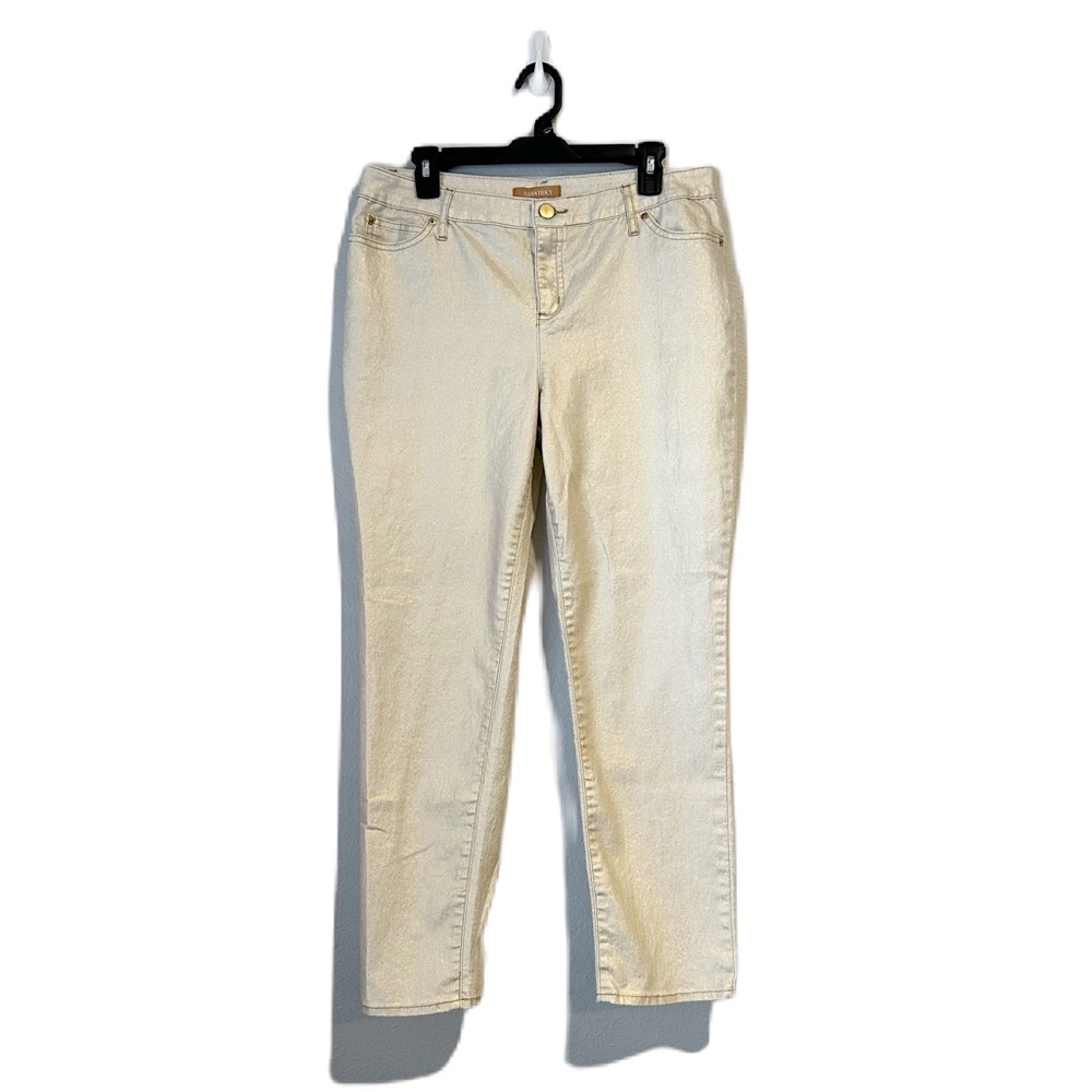 Ellen Tracy Beige Gold Sparkle Pants